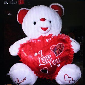 Large Love Bear kisses, blushes, says" I LOVE YOU"